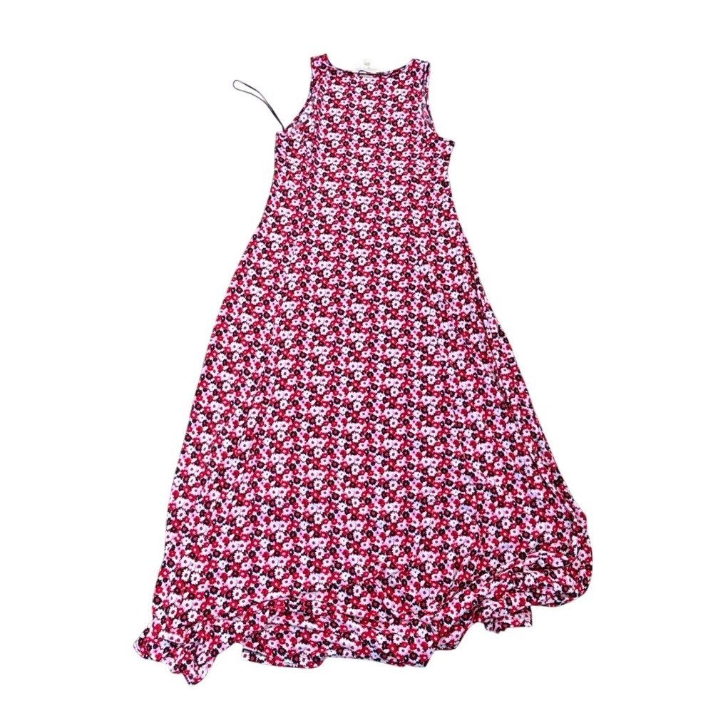 MICHAEL Michael Kors Women's Large Red Pink Floral Sleeveless Maxi Dress Ruffle - Picture 5 of 8